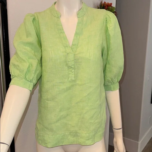 Lilly Pulitzer Light Green Mialeigh Linen Top - Jade Lime X - Picture 3 of 10